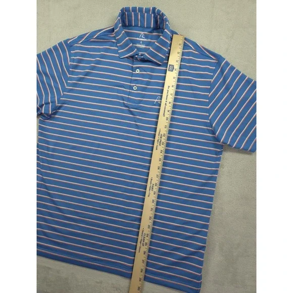 Rhoback Golf Polo Mens Large Striped Blue Short Sleeve - Picture 5 of 6